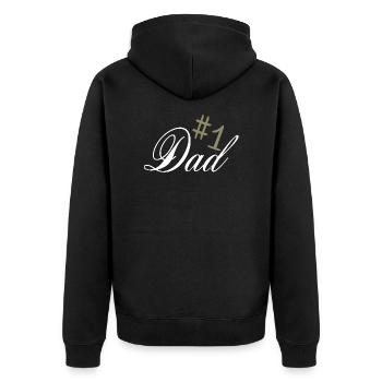 Number One Dad Best Dad # 1 Dad Father's Day Papa Father - Unisex Premium Organic Zip Hoodie - black - Back - Nico (187cm)