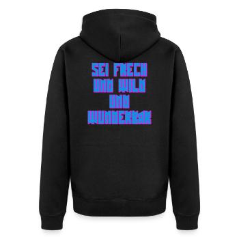 frech - Unisex Premium Bio Zip Hoodie - Schwarz - Hinten - Nico (187cm)