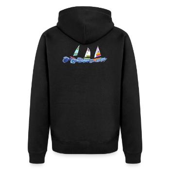 Segelboote - Unisex Premium Bio Zip Hoodie - Schwarz - Hinten - Nico (187cm)