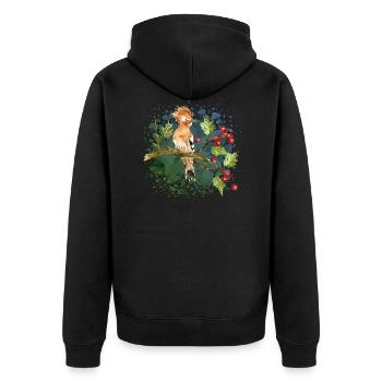 Bunter Vogel - Unisex Premium Bio Zip Hoodie - Schwarz - Hinten - Nico (187cm)