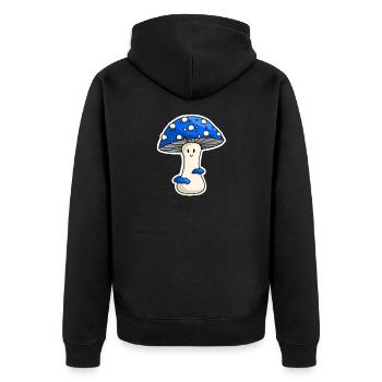 Happy Blue Toadstool - Unisex Premium Organic Zip Hoodie - black - Back - Nico (187cm)