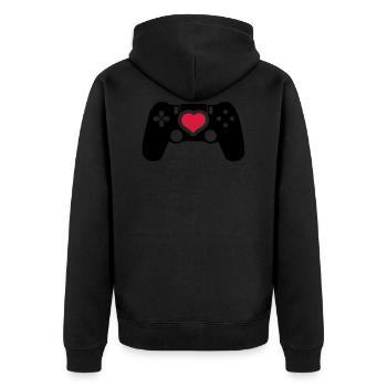 amour coeur contrôleur gamer - Veste à capuche bio Premium Unisexe - noir - Dos - Nico (187cm)