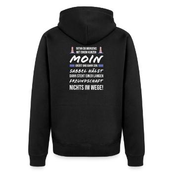 Norddeutsch Fischkopp Nordsee Geschenkidee Norden - Unisex Premium Bio Zip Hoodie - Schwarz - Hinten - Nico (187cm)