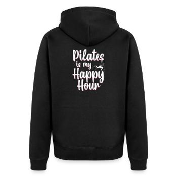 Pilates Geschenk - Unisex Premium Bio Zip Hoodie - Schwarz - Hinten - Nico (187cm)