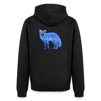 Double Exposure Tiere Polarfuchs Eisfuchs Geschenk - Unisex Premium Bio Zip Hoodie - Schwarz - Hinten - Nico (187cm)