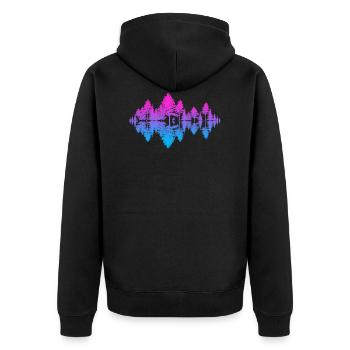Klang der Natur (Abendrot) - Unisex Premium Bio Zip Hoodie - Schwarz - Hinten - Nico (187cm)