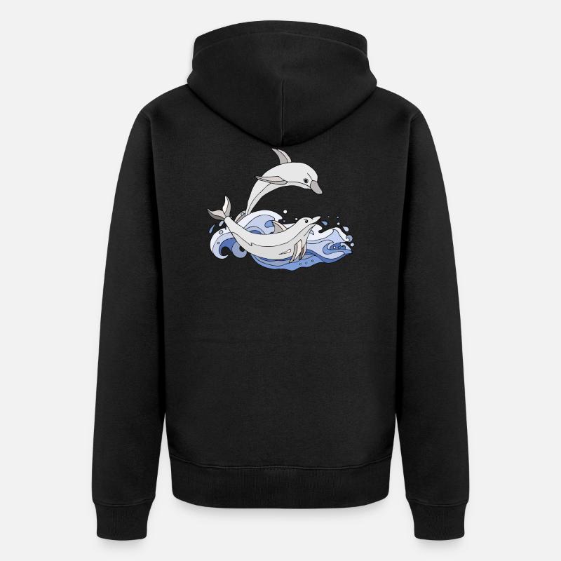 Les dauphins - Veste à capuche bio Premium Unisexe - noir