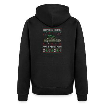 Weihnachten Weihnachtsbaum Oldtimer Auto Xmas Ugly - Unisex Premium Bio Zip Hoodie - Schwarz - Hinten - Nico (187cm)