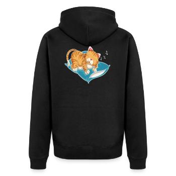 Cat, cat, animal, pet, pet, love, gift, Ges - Unisex Premium Organic Zip Hoodie - black - Back - Nico (187cm)