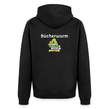 Bücherwurm Geschenk art - Unisex Premium Bio Zip Hoodie - Schwarz - Hinten - Nico (187cm)