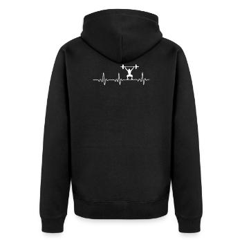 Heartbeat Training - Unisex Premium Bio Zip Hoodie - Schwarz - Hinten - Nico (187cm)