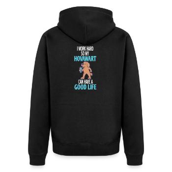 Hovawart - Unisex Premium Bio Zip Hoodie - Schwarz - Hinten - Nico (187cm)