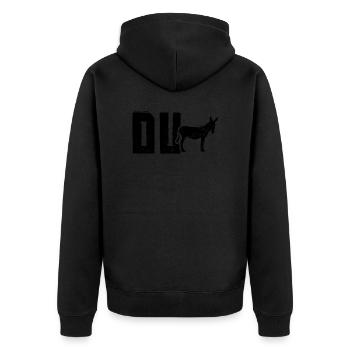 Du Esel Lustig Provokativer Spruch - Unisex Premium Bio Zip Hoodie - Schwarz - Hinten - Nico (187cm)