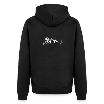 Radfahrer berg herzrhythmus Geschenk Fahrrad - Unisex Premium Bio Zip Hoodie - Schwarz - Hinten - Nico (187cm)