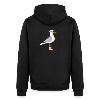 Möwe Gummistiefel - Unisex Premium Bio Zip Hoodie - Schwarz - Hinten - Nico (187cm)
