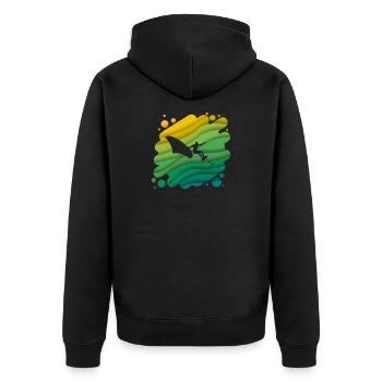 Double Exposure Wingfoiling Surfen Surfer Geschenk - Unisex Premium Bio Zip Hoodie - Schwarz - Hinten - Nico (187cm)
