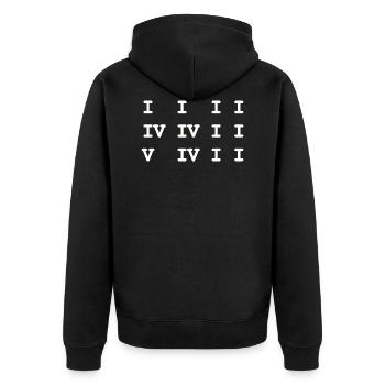 Blues 12 Takte - Unisex Premium Bio Zip Hoodie - Schwarz - Hinten - Nico (187cm)