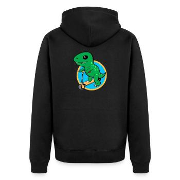 Dino Scooter Dino Liebhaber Lustige Geschenkidee - Unisex Premium Bio Zip Hoodie - Schwarz - Hinten - Nico (187cm)