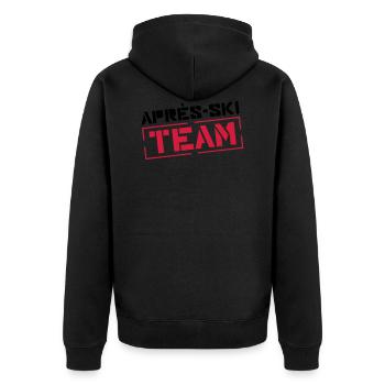 apres ski team - Unisex Premium Organic Zip Hoodie - black - Back - Nico (187cm)