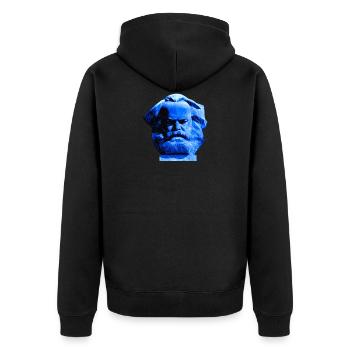 Monument Karl Marx, Chemnitz Nischel. Bleu foncé - Veste à capuche bio Premium Unisexe - noir - Dos - Nico (187cm)