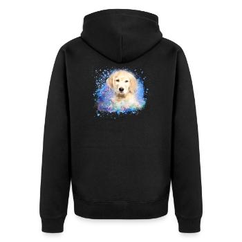 Labrador, chien, illustration, chiot, golden retriever - Veste à capuche bio Premium Unisexe - noir - Dos - Nico (187cm)