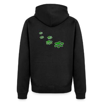 Hunde Pfoten Logo - Unisex Premium Bio Zip Hoodie - Schwarz - Hinten - Nico (187cm)