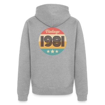 VINTAGE 1981 - Unisex Premium Organic Zip Hoodie - heather grey - Back - Nico (187cm)