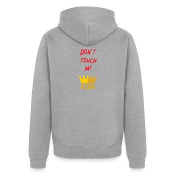 Fass mein kom nicht an - Unisex Premium Bio Zip Hoodie - Grau meliert - Hinten - Nico (187cm)
