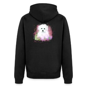 Maltais, chien, blanc, peinture, graffiti - Veste à capuche bio Premium Unisexe - noir - Dos - Nico (187cm)