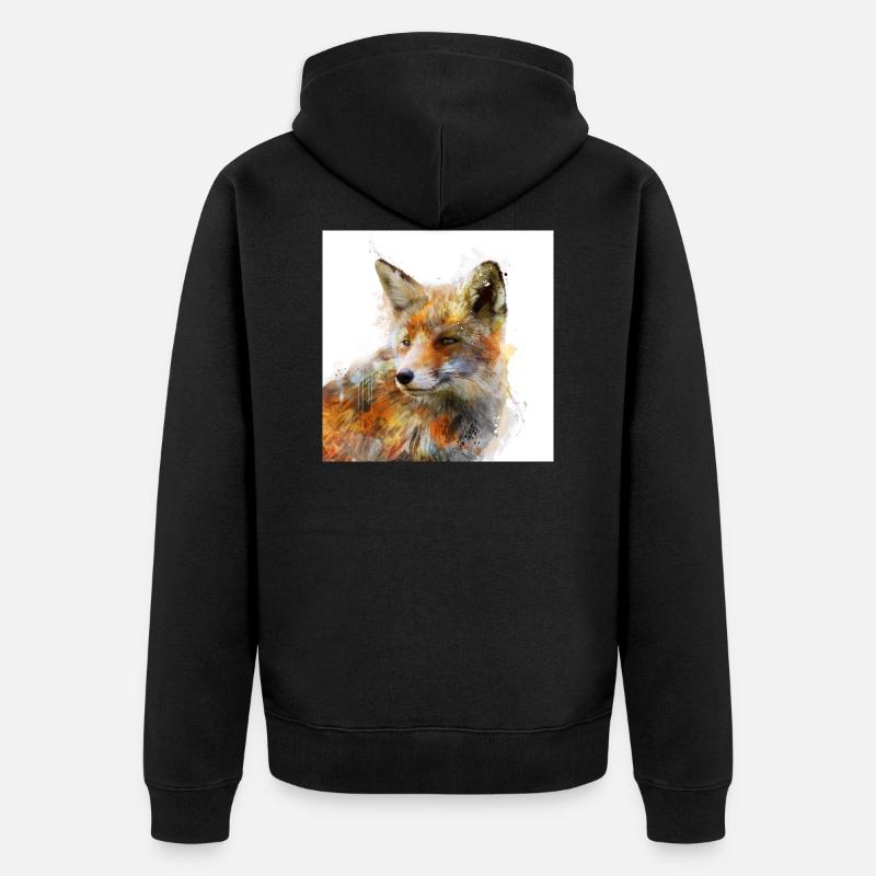 Le renard rusé - Veste à capuche bio Premium Unisexe - noir