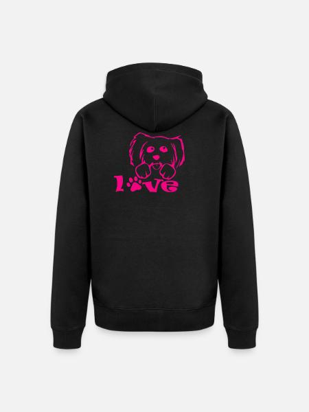 Dog Hund - Unisex Premium Bio Zip Hoodie - Schwarz