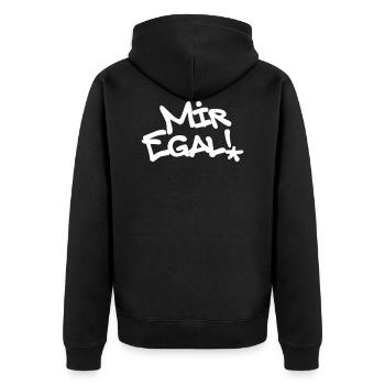 Mir egal, Graffiti, Egal, Farbe editierbar - Unisex Premium Bio Zip Hoodie - Schwarz - Hinten - Nico (187cm)