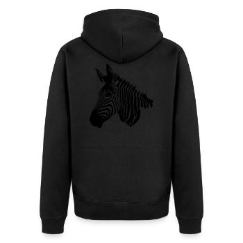 Zebra - Unisex Premium Bio Zip Hoodie - Schwarz - Hinten - Nico (187cm)
