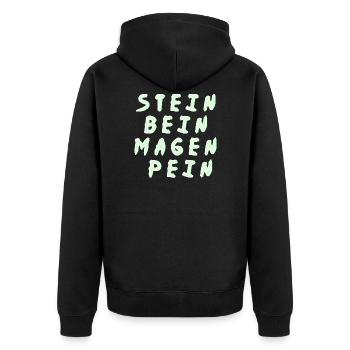 stein bein magen pein - Unisex Premium Bio Zip Hoodie - Schwarz - Hinten - Nico (187cm)