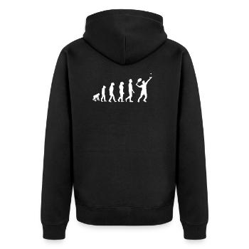 Tennis Evolution - Unisex Premium Bio Zip Hoodie - Schwarz - Hinten - Nico (187cm)