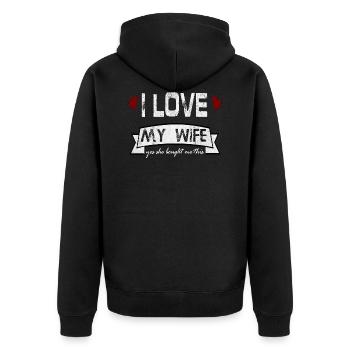 I Love (Heart) My Awesome Wife - Unisex Premium Bio Zip Hoodie - Schwarz - Hinten - Nico (187cm)