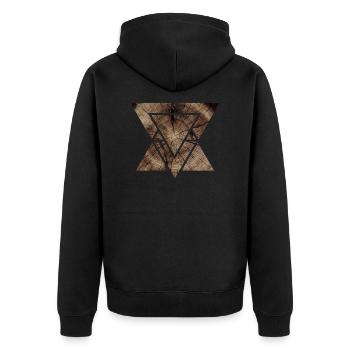 Holz Geometrie - Unisex Premium Bio Zip Hoodie - Schwarz - Hinten - Nico (187cm)