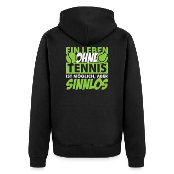 Tennis Sport Spruch Geschenk - Unisex Premium Bio Zip Hoodie - Schwarz - Hinten - Nico (187cm)