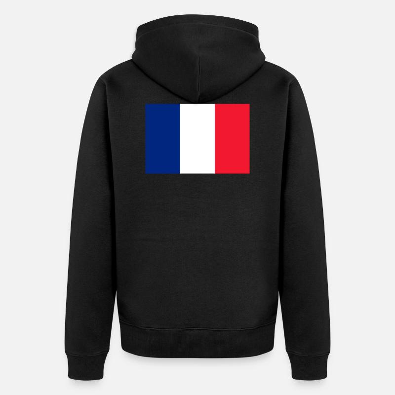 Drapeau français sur le coeur - Veste à capuche bio Premium Unisexe - noir