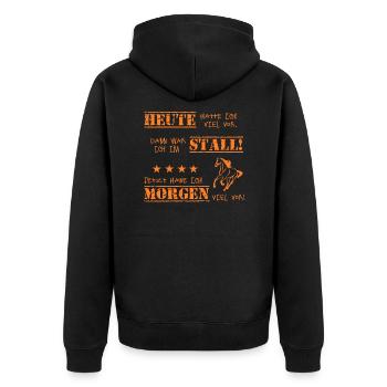 Pferdesprüche Lustiger Pferdespruch T-Shirt - Unisex Premium Bio Zip Hoodie - Schwarz - Hinten - Nico (187cm)