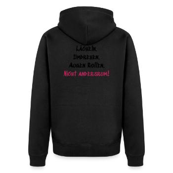 Nicht andersrum - Unisex Premium Bio Zip Hoodie - Schwarz - Hinten - Nico (187cm)