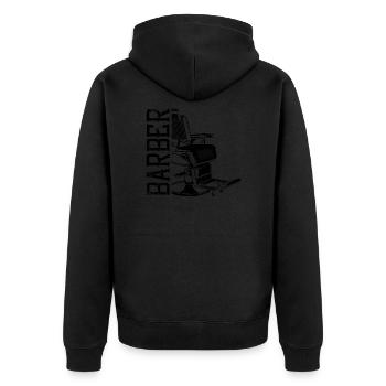 barber stuhl sessel friseur - Unisex Premium Bio Zip Hoodie - Schwarz - Hinten - Nico (187cm)