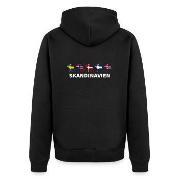 Skandinavien Geschenk Schweden Flagge Norden - Unisex Premium Bio Zip Hoodie - Schwarz - Hinten - Nico (187cm)
