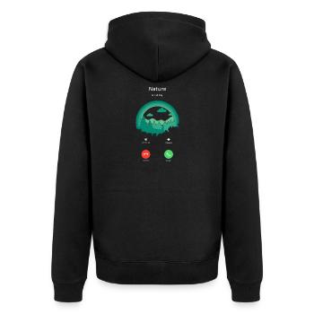 Naturfreund Freiheit Nature is calling - Unisex Premium Bio Zip Hoodie - Schwarz - Hinten - Nico (187cm)