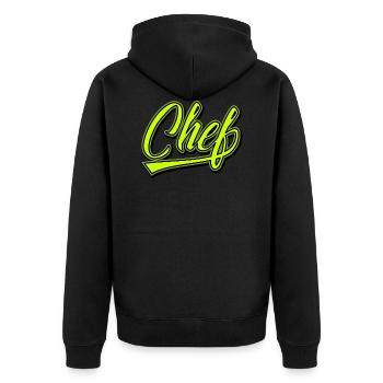 Chef Geschenkidee - Unisex Premium Bio Zip Hoodie - Schwarz - Hinten - Nico (187cm)