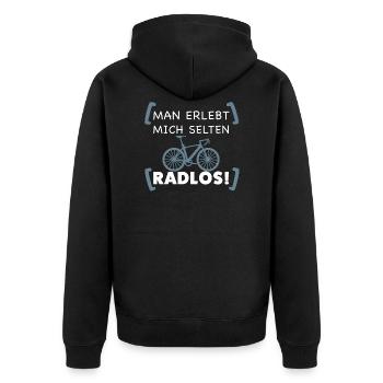 Radlos Rad Radfahrer Mountainbiker Fahrrad Shirt - Unisex Premium Bio Zip Hoodie - Schwarz - Hinten - Nico (187cm)