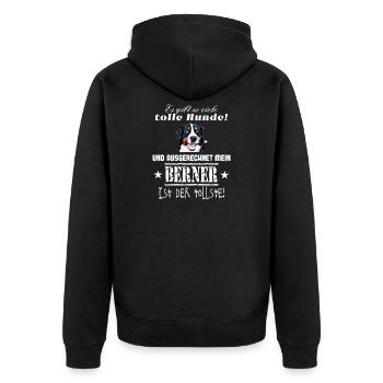 Berner Sennenhund T-Shirt berner sennen - Unisex Premium Bio Zip Hoodie - Schwarz - Hinten - Nico (187cm)