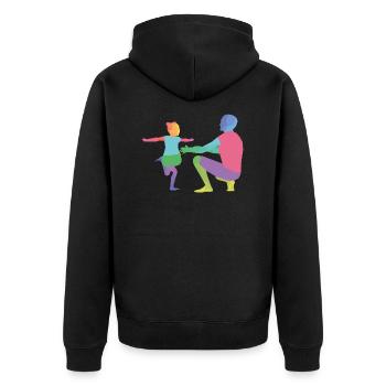 Vater und Tochter - Unisex Premium Bio Zip Hoodie - Schwarz - Hinten - Nico (187cm)