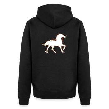 Pferd Pferde - Unisex Premium Bio Zip Hoodie - Schwarz - Hinten - Nico (187cm)