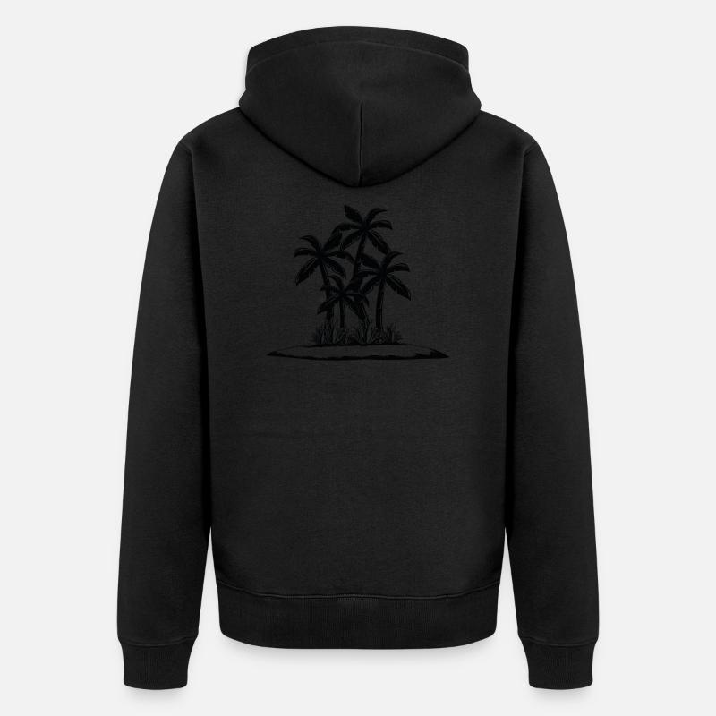 palmes île de mer symbole - Veste à capuche bio Premium Unisexe - noir
